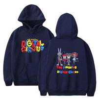 Nuostabus skaitmeninis cirkas Anime gobtuvas suvarstomas megztinis moterims vyrams gobtuvas suvarstomas megztinis šaunus unisex su gobtuvu XXXL tamsiai mėlyna spalva