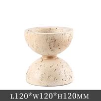 Wabi-Sabi Yellow Travertine Marble-Style Decorative Candlestick for Hotels and Dining Tables gray