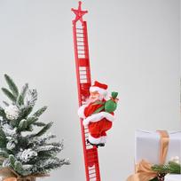 Electric Climbing Ladder Santa Claus with Music & LED Light, Xmas Tree Decorations Hanging Christmas Ornaments Home Decor red