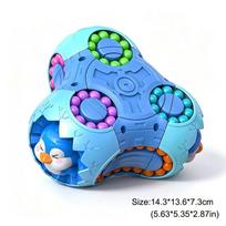 3D Rotating Magic Bean Puzzles Toy For Kids 360° Spin Beads Brain Teaser Game Educational Fidget Spinner For Focus&Stress Relief blue