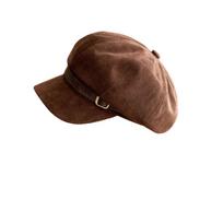 Warm Suede Berets Flat Top Women Octagonal Hat Casual Artist Hat  Girls kava