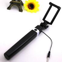 Type-C Plug Mini Wire Controlled Selfie Stick Portable Extendable Selfie Stick  Smartphone black-3.5mm