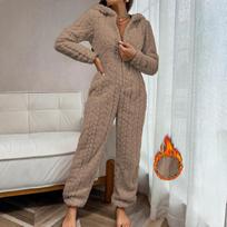 Sweet Cute Coral Fleece Onesie Women's Autumn Winter Style Heart Pattern Warm Comfortable XL gray
