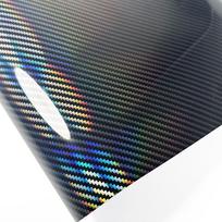 9D Seven-Color Laser Rainbow Carbon Fiber Full Car Wrap Kit for Center Console & Rearview Mirror. 10cm x 152cm black