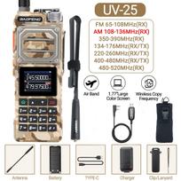 Baofeng UV-25 Walkie Talkie Air Band Long Range UHF VHF AM Wireless Copy Frequency 999CH NOAA Type-C Charger Ham Two Way Radio EURO