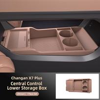 For Changan Oshan X7 PLUS 2024 2025 Storage Box Center Armrest Hidden Box Cup Holder Organizer Interior Accessories brown