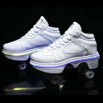Double-Row Deform Wheel Automatic Walking Shoes Invisible Deformation Roller Skate 2 in 1 Removable Pulley Skate Skating Parkour 41