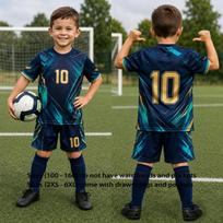Vaikų futbolo marškinėlių komplektas Futbolo uniforma Trumpomis rankovėmis T‑marškinėlis + Šortai 2 vnt Greitai džiūstantys sportiniai drabužiai Treniruočių rungtynių apranga Suaugusiems 150