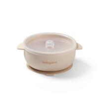 Silikoninis dubenėlis su siurbtuku ir dangteliu BabyOno 1662/03 Beige