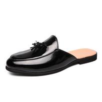 Juodi vyriški pusbačiai klumpės šlepetės odiniai batai laisvalaikio batai vyriška mada sapato social masculino mocassin homme chaussure 44 juoda