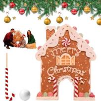Gingerbread House Candy Cane Golf Game Kit Christmas Family Party Games Gift for All Age Groups 1 Ball SET beige