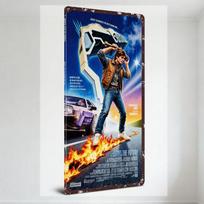 Back to the Future Retro Movie Metal Tin Sign Vintage Marty McFly DeLorean Wall Plaque for Home Bar Man Cave Cafe Decor 30x40cm(11.8x15.7inch) gray