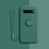 Minkštas silikoninis dėklas Samsung Galaxy S10 Plus S21 S20 FE Ultra S Note 20 9 10 S9 S8 S10E E Note20 Note9 Dangtelis Laikiklis Žiedas Stovas For Samsung S21 tamsiai žalia spalva