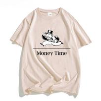 MONOPOLY MAN Money mens 100cotton Tshirt hiphop regular style Mens Womens oversized Y2K Tee Casual Loose Outdoor Street L white