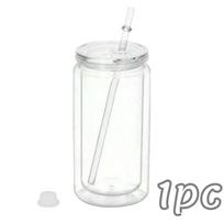 16 OZ pasidaryk pats sniego rutulio puodelis su išgręžta skylute Daugkartinio naudojimo plastikiniai vandens buteliukai Atsparus dūžiams stiklainio tipo puodeliai šventinėms dovanoms white