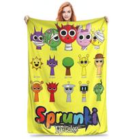 Incredibox Sprunki žaidimo pledas Fleece Pavasaris/Ruduo Nešiojamas šiltas pledas namams lauke Pliušinė plona antklodė 75x90cm yellow