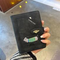 RFID Passport Holder with Cartoon Airplane Design - Travel Document and Card Organizer gray
