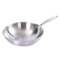 304 Stainless Steel Non-Stick Wok - Food Grade, Riveted, Thickened Three-Layer Stir-Fry Pan 26 cm gray