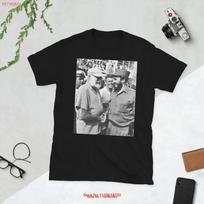 Ernest Hemingway With Fidel Castro T Shirt Vintage Casual Unisex Soft Fashion Designer Clothes Stretched Slightly S gray