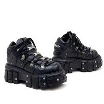Retro Tank Bato Metalinė Platforma Maži Odiniai Batai Tamsūs Punk Muffin Bato Street Shot Vyriški ir Moteriški Batai. 41 juoda