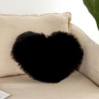 Širdelės formos dirbtinio vilnos pliušinis pagalvės pagalvėlė 40x50 cm Heart Single Side Plush without Core juoda