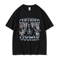 Certified Gooner Screaming Funny Possum Meme T Shirts Men Women Harajuku Vintage Fashion Oversized Cotton Tshirt Y2k Streetwear XL black