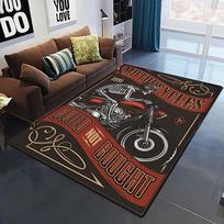 3D Retro Motociklo Kilimas Svetainės Miegamojo Sofos Dekoras Durų Kilimėlis Virtuvės Didelis Kilimėlis Neslystantis Grindų Kilimėlis Iškylai Stovyklavimui 40x60cm 16x24 inch brown