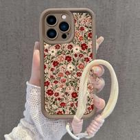 Wrist Chain Lanyard Case For Xiaomi 15T 14T 17 Pro Max 15 Ultra POCO X7 X3 X5 X6 F5 F3 X5 F7 M7 M3 M6 Pro 5G Daisy Flower Cover Xiaomi Mi 13 Lite brown