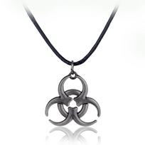 Biohazard simbolis nerūdijančio plieno pakabukas sidabrinis vėrinys unisex punk papuošalas dovana black