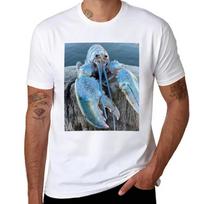 blue lobster jumpscare meme T-Shirt oversizeds Aesthetic clothing cute clothes men t shirts M gray