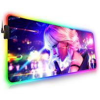 LED Lighting RGB Mouse Pad E-sports Game Keyboard Pad Cyber Gunfight Girl Pc Accessories Deskmat Mousepad Gamer Mats Anime Mause RGB250x350x3mm purple