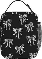 Black White Bows Lunch Bag Lunch Box For Office Picnic Hiking Beach Lunch Tote Reusable Insulated Cooler One Size gray