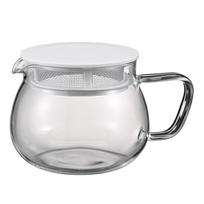 HARIO Teapot 380mL round shape allows tea leaves to mesh lid microwave made in Chanomaru, capacity, heat-resistant glass, expand, filter, safe, white, balta