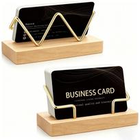 Patvarus vizitinių kortelių laikiklis Medinis vizitinių kortelių stovas Premium vizitinių kortelių dėžutė Namų stalas wood gold