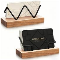 Patvarus vizitinių kortelių laikiklis Medinis vizitinių kortelių stovas Premium vizitinių kortelių dėžutė Namų stalas wood black brown