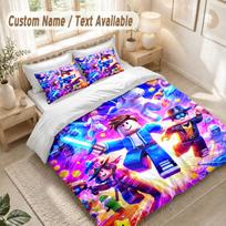 Roblox Bedding Set, 1 Duvet Cover & 2 Pillowcases Soft Comfortable Bedroom Home Textile Decor 140cmx210cm
