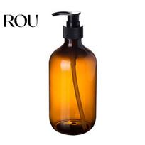 300/500ml Losjono, šampūno, dušo želės laikiklis, muilo dozatorius, tuščias vonios pumpuojamas buteliukas 300ML ruda