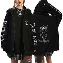 Death Note Ryuk Graphic Print Zip-Up Hoodie M black
