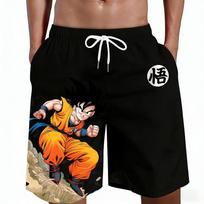 Hot Sale Dragon Ball Goku Kanji Symbol Anime Print Beach Shorts Casual Loose Family Matching Outfits Summer Quick Dry XL black