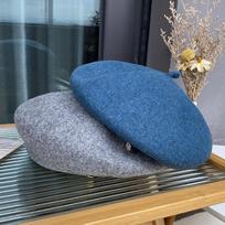 ins versatile beret women's autumn and winter retro temperament literary painter hat solid color wool bud hat M（56-58cm） gray
