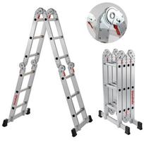 Lankstomos aliuminio kopėčios StandHeiz 4x3, 12 pakopų, 344 cm, transformeris, 150 kg