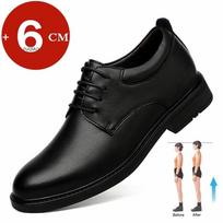 Didelis dydis 35-47 Natūralios odos oficialūs batai Paslėpti pakulniai Pakylantys batai 6CM aukščio Batai Unisex verslo oficialiam renginiui vestuvėms 38 juoda