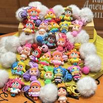 New Cartoon Hairball Crying Baby Glue Doll DIY Pendant Creative Cartoon Keychain 5.5*3.8cm brown