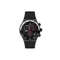Swatch Quartz Movement 30M Water Resistant Watch 43Mm Black Dial Stainless Steel Case Rubber Strap Unisex Watches Silver YVB413 Black Dial black