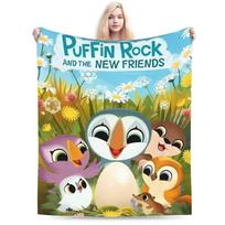 Puffin Rock Minkštos šiltos antklodės Vaikams pliušiniai patalynės užklotai Pūkuoti sofos, fotelio flaneliniai lovatiesiai, sofos-lovos uždangalas 75cmx90cm blue