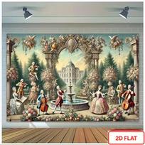 2D Classical European Palace Backdrop Ornate Garden Fountain Party Photo Booth Background Cloth 47.2x31.5inch/120*80cm gray