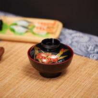 Naujas dubenėlis miso sriubai su dangteliu, dviejų spalvų, su klevo lapo raštu, sriubos indas, japoniškas gėlių dubenėlis, valgomojo reikmenys black