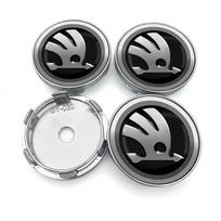 60mm Automobilio Ratlankio Centre Dangtelio Lipdukas Logotipas Ratlankio Apdangalas Emblema Lipdukas Skoda Octavia Fabia Kamiq Kapoq Kodiaq Rapid SCALA Superb juoda