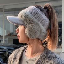 Women S Thickened Open Top Knitted Baseball Cap For Winter Outdoor Cycling Warm Hat One Size pilka