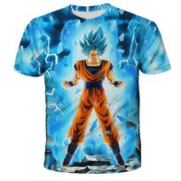 Anime Dragon Ball Son Goku 3d Print Kids T Shirt Summer Fashion Casual T-Shirt Children's Clothing Tshirt Tops 120 rožinė